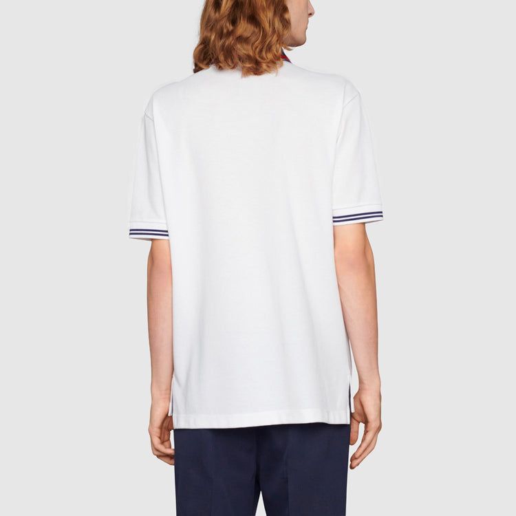 GUCCI Cotton piquet polo with Interlocking G 'White Blue' 658067-XJDI2-9692 sold by KicksCrew product image thumbnail 4