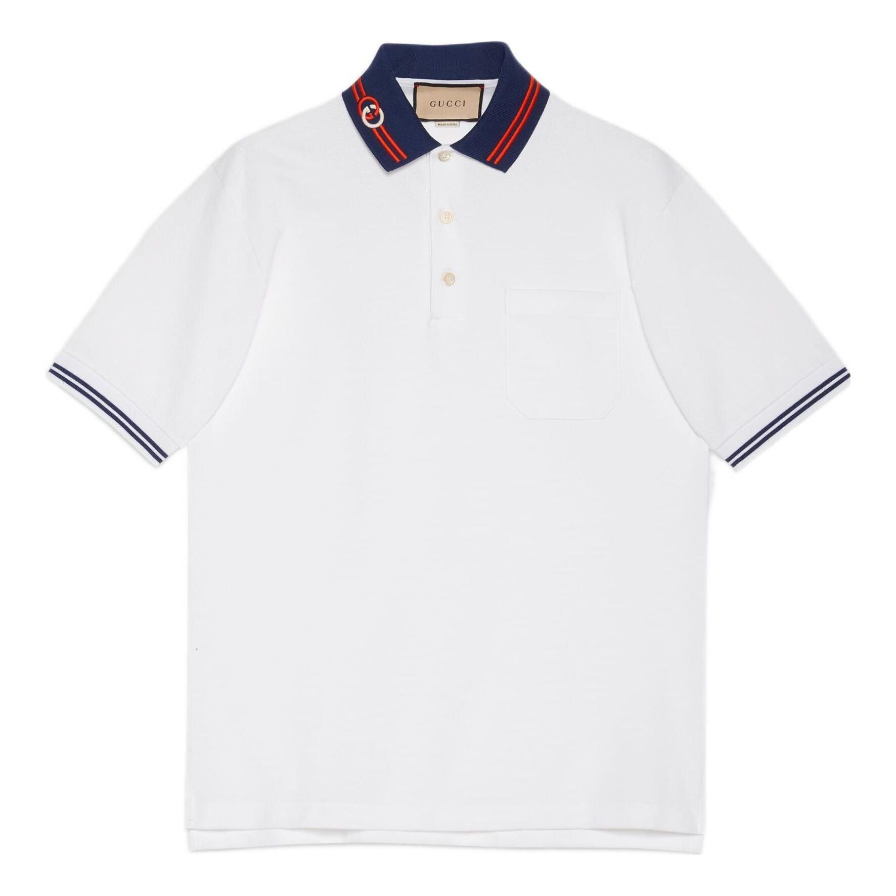 GUCCI Cotton piquet polo with Interlocking G 'White Blue' 658067-XJDI2-9692 sold by KicksCrew