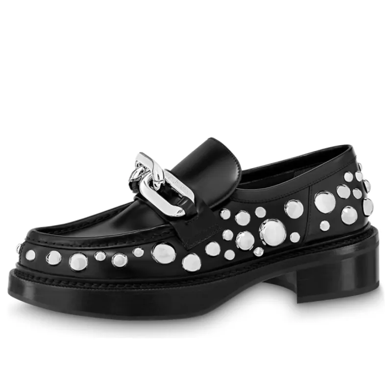 (WMNS) LOUIS VUITTON x YK Academy Loafers 'Black with White Dots' 1AB9KB sold by KicksCrew