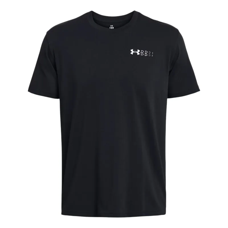 Under Armour Heavyweight Left Chest Logo Repeat T-shirt 'Black White' 1382904-001 sold by KicksCrew