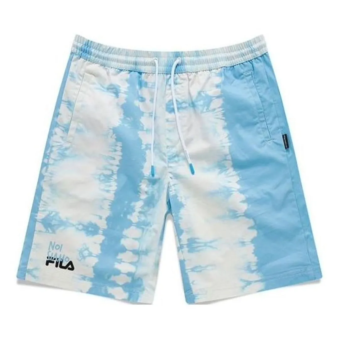 FILA FUSION Tie-Dye Printed Woven Sports 5-Inch Shorts 'White Teal' T11M131805F-LB sold by KicksCrew