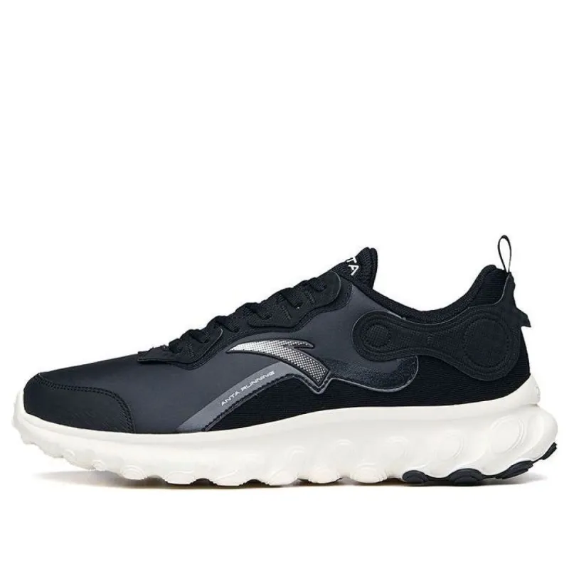 ANTA Run Collection Leather 'Black White with Silver Logo' 112115582-8 sold by KicksCrew