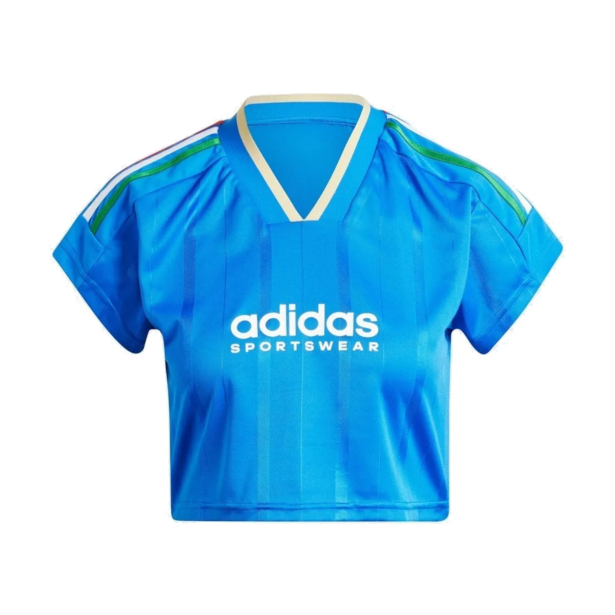 (WMNS) adidas Tiro Cut 3-Stripes Crop Jersey 'Blue White' IX9562 sold by KicksCrew