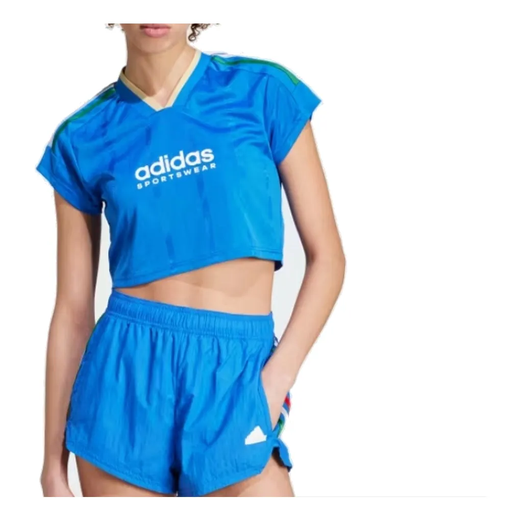 (WMNS) adidas Tiro Cut 3-Stripes Crop Jersey 'Blue White' IX9562 sold by KicksCrew product image thumbnail 2