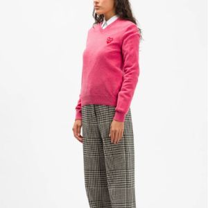 (WMNS) COMME des GARCONS PLAY V-Neck Pullover Red Emblem 'Pink' AZ-N073-051-4 sold by KicksCrew