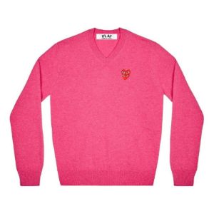 (WMNS) COMME des GARCONS PLAY V-Neck Pullover Red Emblem 'Pink' AZ-N073-051-4 sold by KicksCrew
