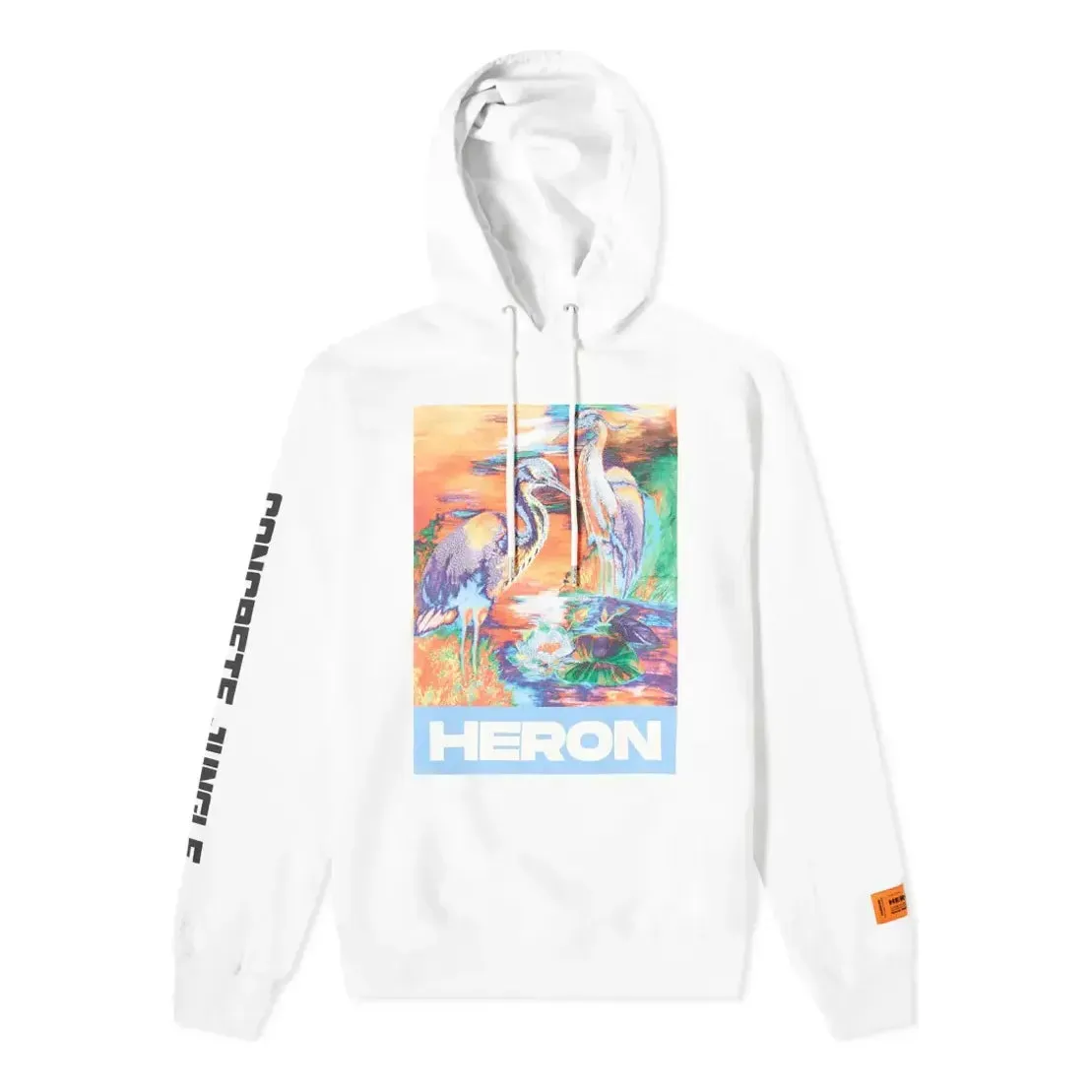 HERON PRESTON Heron Water Colours Print Embroidery Popover Hoodie 'White' HMBB007S208960210188 sold by KicksCrew