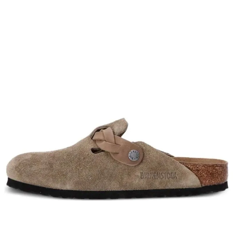 (WMNS) Birkenstock Boston Braided Suede Leather Sandals 'Taupe' 1026694 sold by KicksCrew