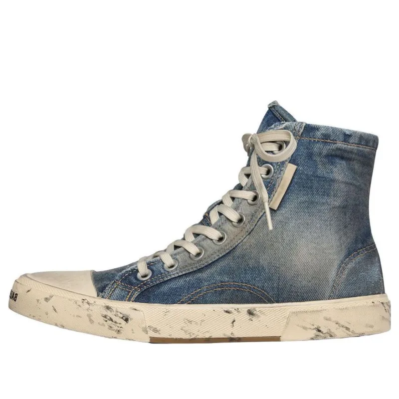 (WMNS) Balenciaga Paris High Top Sneakers 'Blue Destroyed Denim and Rubber' 688756W3RCL4090 sold by KicksCrew