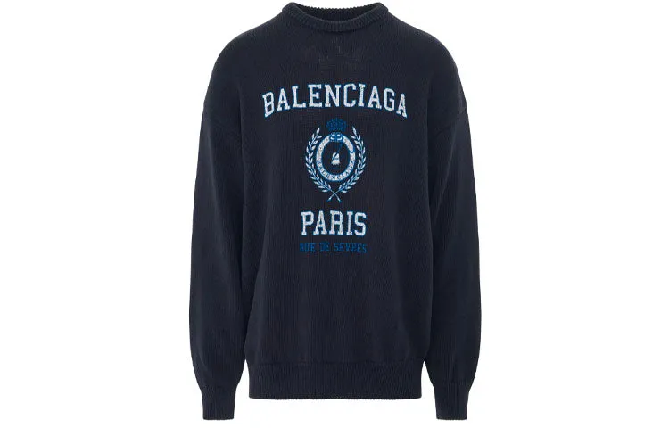 Balenciaga College Crest Crewneck Sweatshirt 'Navy' 696226T32394640 sold by KicksCrew product image thumbnail 2