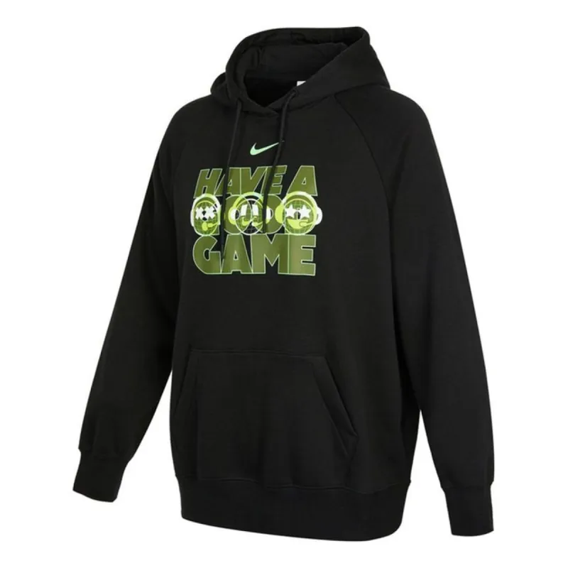 (WMNS) Nike NSW Graphic Hoodie 'Black Green' DO7197-010 sold by KicksCrew