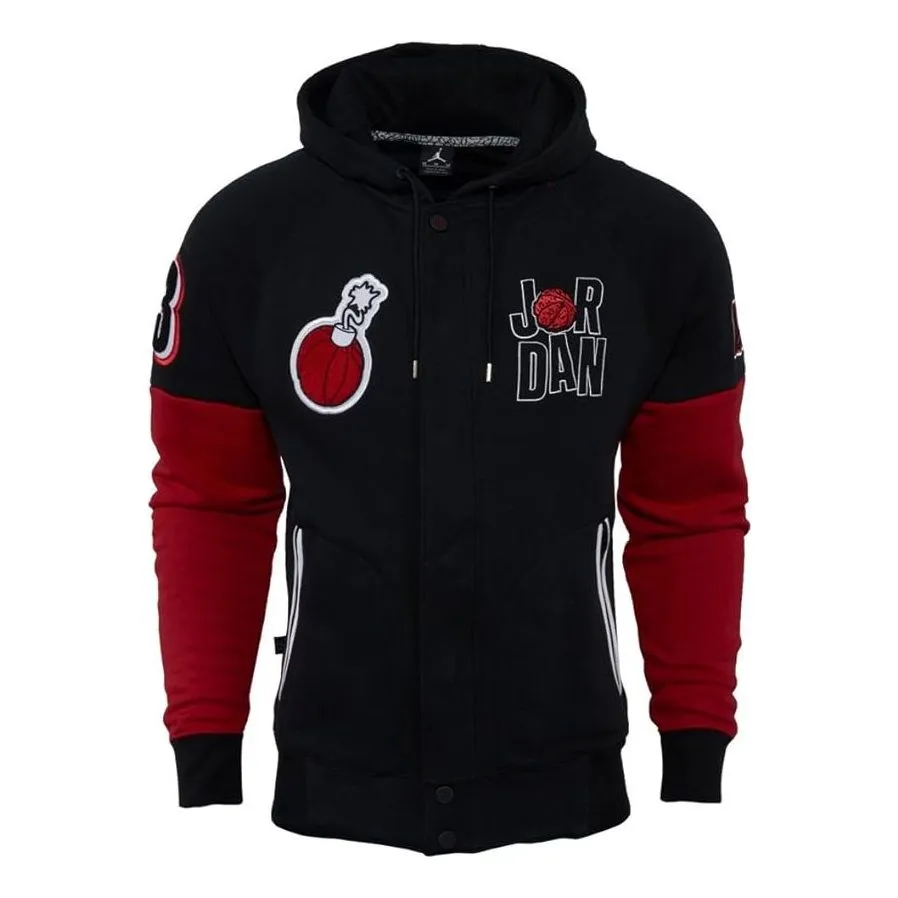 Air Jordan Marvin The Martian Mars Varsity Hooded Jacket 'Black Red' 716578-010 sold by KicksCrew
