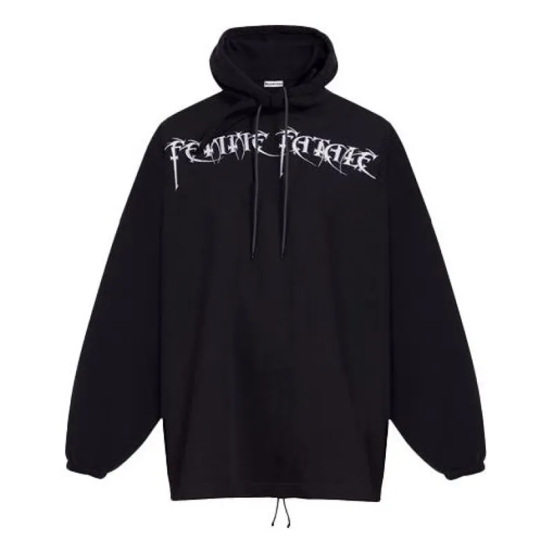 Balenciaga 'Femme Fatale' Oversized Stretch-Jersey Hooded Top 'Black' 482217TTK141000 sold by KicksCrew