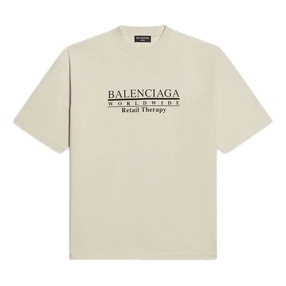 Balenciaga Retail Therapy Medium Fit T-Shirt 'Ivory Black' 612966TLVB19054 sold by KicksCrew