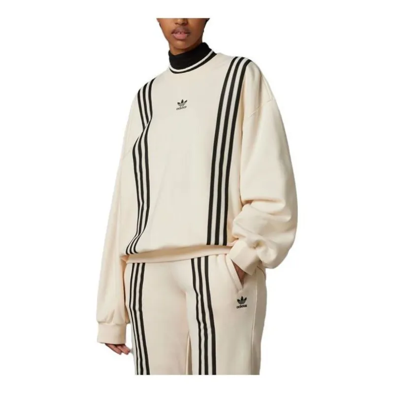 (WMNS) adidas originals SS23 Adicolor 70s 3-Stripes Sweatshirt 'Beige' IK7867 sold by KicksCrew