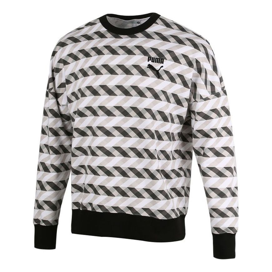 Puma Kontrast Crew Neck Sweater 'White Black' 531488-01 sold by KicksCrew
