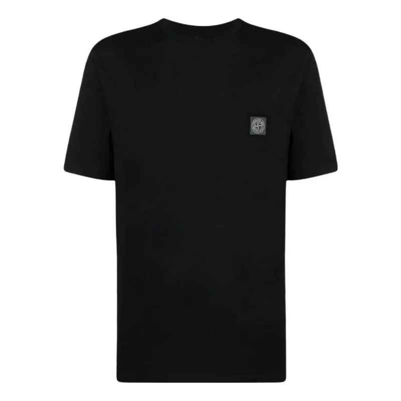 STONE ISLAND Pisato Effect Logo Patch T-shirt 'Black' 101523757-A0029 sold by KicksCrew