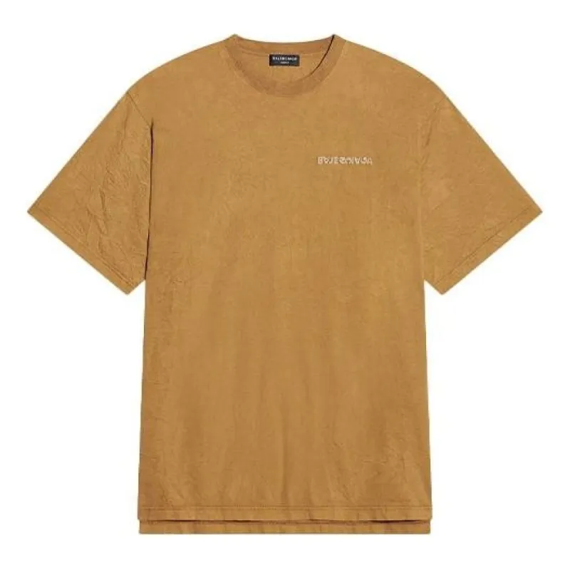 Balenciaga Logo T-Shirt Medium Fit 'Beige' 612966TLVB39504 sold by KicksCrew