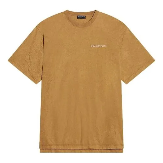 Balenciaga Logo T-Shirt Medium Fit 'Beige' 612966TLVB39504 sold by KicksCrew