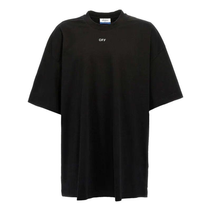 Off-White Logo-Stamp Cotton T-shirt 'Black' OMAA161C99JER0011001 sold by KicksCrew