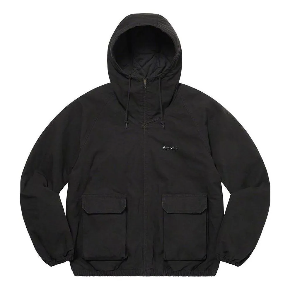 Supreme Cotton Hooded Jacket 'Black White' SUP-SS22-834 sold by KicksCrew