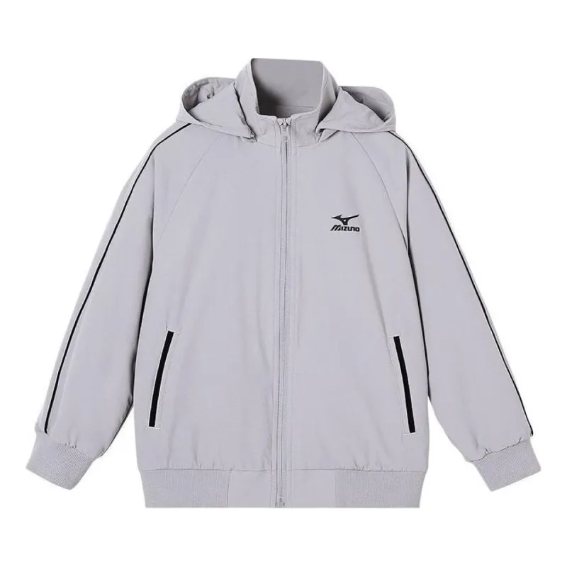 (GS) Mizuno Logo Fleece Jacket 'Grey' 32CC2904 sold by KicksCrew