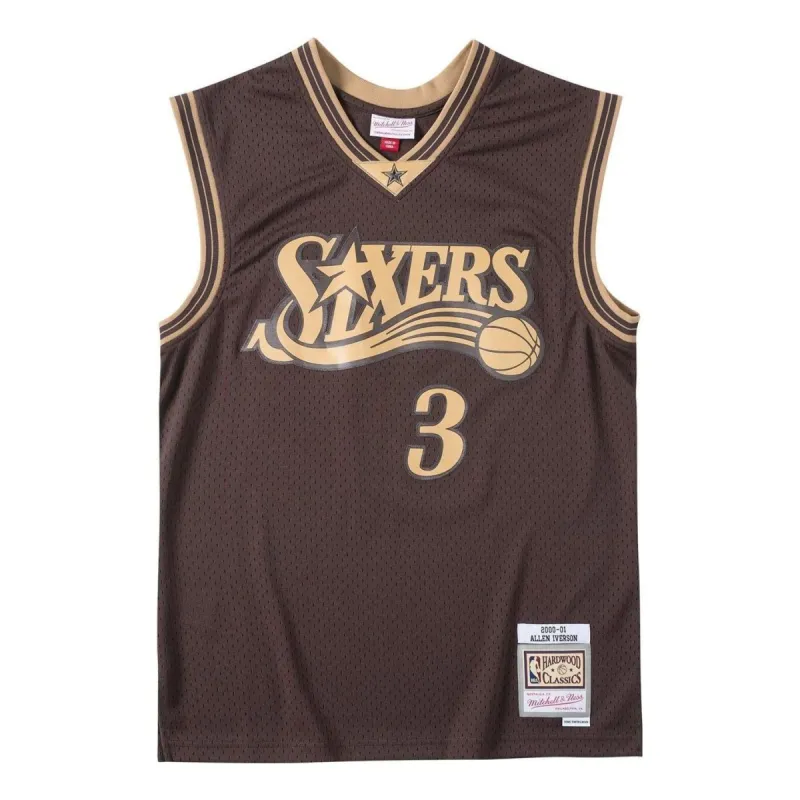 Mitchell & Ness x NBA Philadelphia 76ers Lux Brown Swingman Jersey 'Allen Iverson 3' SMJY4313-P7600AIVBROW sold by KicksCrew