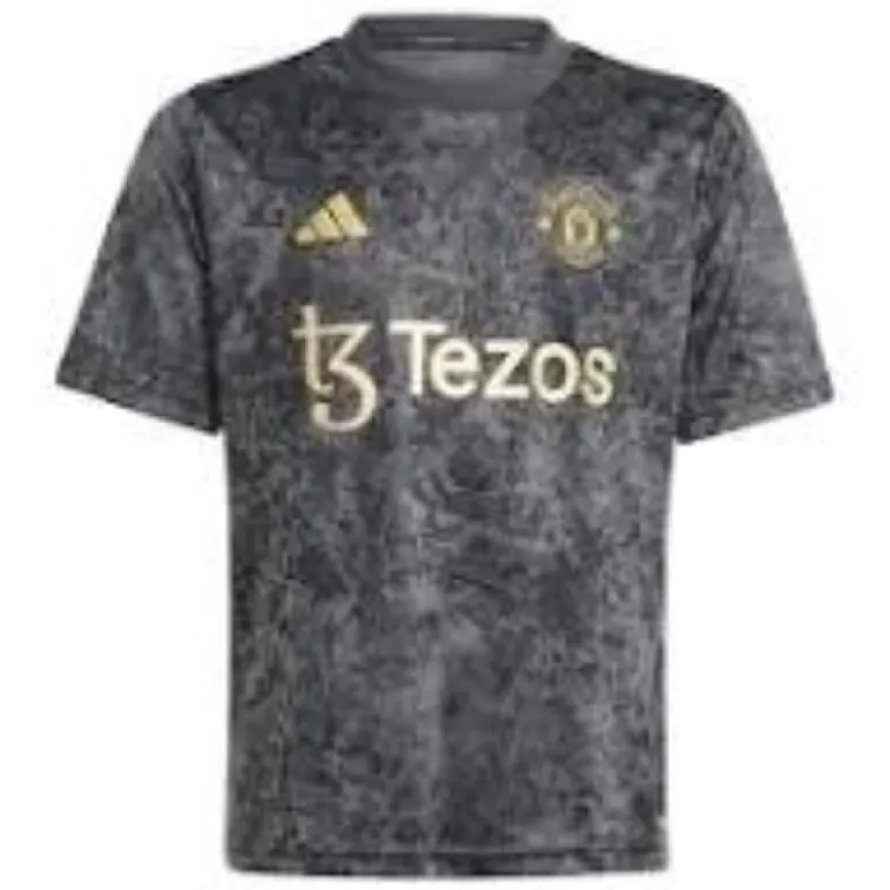 (GS) adidas Manchester United Stone Roses Pre-Match Jersey Asia Sizing 'Black Gold' IQ1565 sold by KicksCrew