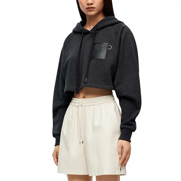 (WMNS) Loewe SS23 Cropped Hoodie 'Black' S359Y25X30-1720 sold by KicksCrew product image thumbnail 3