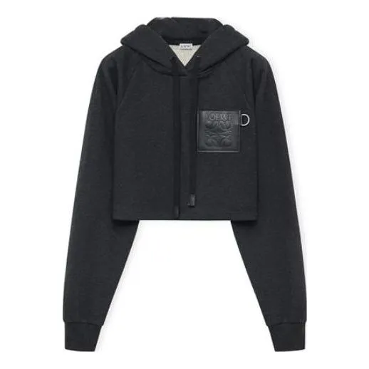 (WMNS) Loewe SS23 Cropped Hoodie 'Black' S359Y25X30-1720 sold by KicksCrew