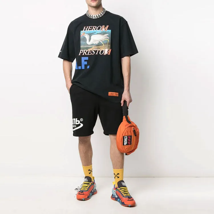 HERON PRESTON SS21 CTNMB Logo Shorts 'Black White' HMCI007R21JER0011001 sold by KicksCrew product image thumbnail 2