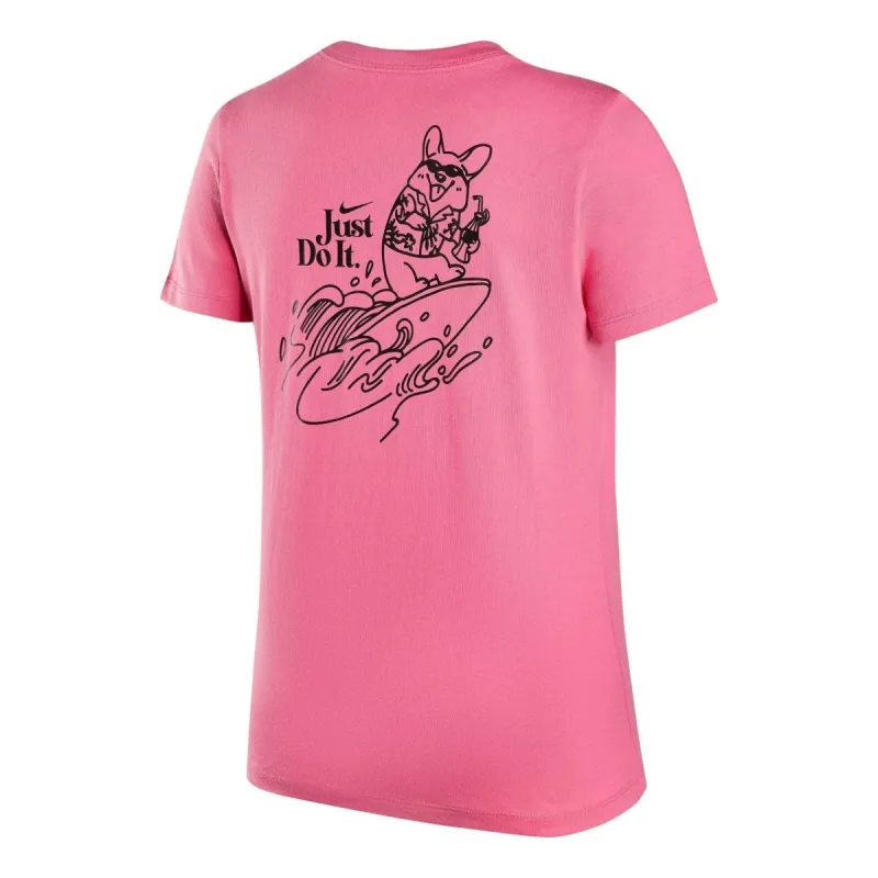 (WMNS) Nike Sportswear Cartoon Hand-Drawn Print T-ShIrt 'Pink' FV1131-684 sold by KicksCrew