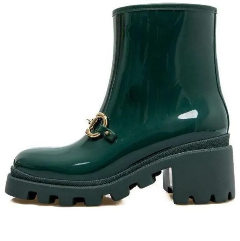 (WMNS) Gucci Rubber Ankle Boot With Horsebit 'Dark Green' 670407-JCCP0-3154 sold by KicksCrew