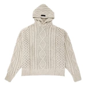 Fear of God Essentials FW23 Cable Knit Hoodie 'Silver Cloud' 192BT234392F sold by KicksCrew