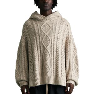 Fear of God Essentials FW23 Cable Knit Hoodie 'Silver Cloud' 192BT234392F sold by KicksCrew