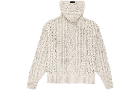 Fear of God Essentials FW23 Cable Knit Hoodie 'Silver Cloud' 192BT234392F sold by KicksCrew