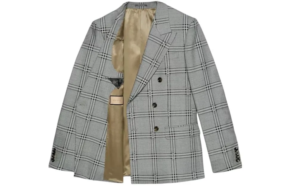 Gucci Horsebit Check Wool Jacket 'Grey Black' 770378-ZAOPD-1016 sold by KicksCrew product image thumbnail 2