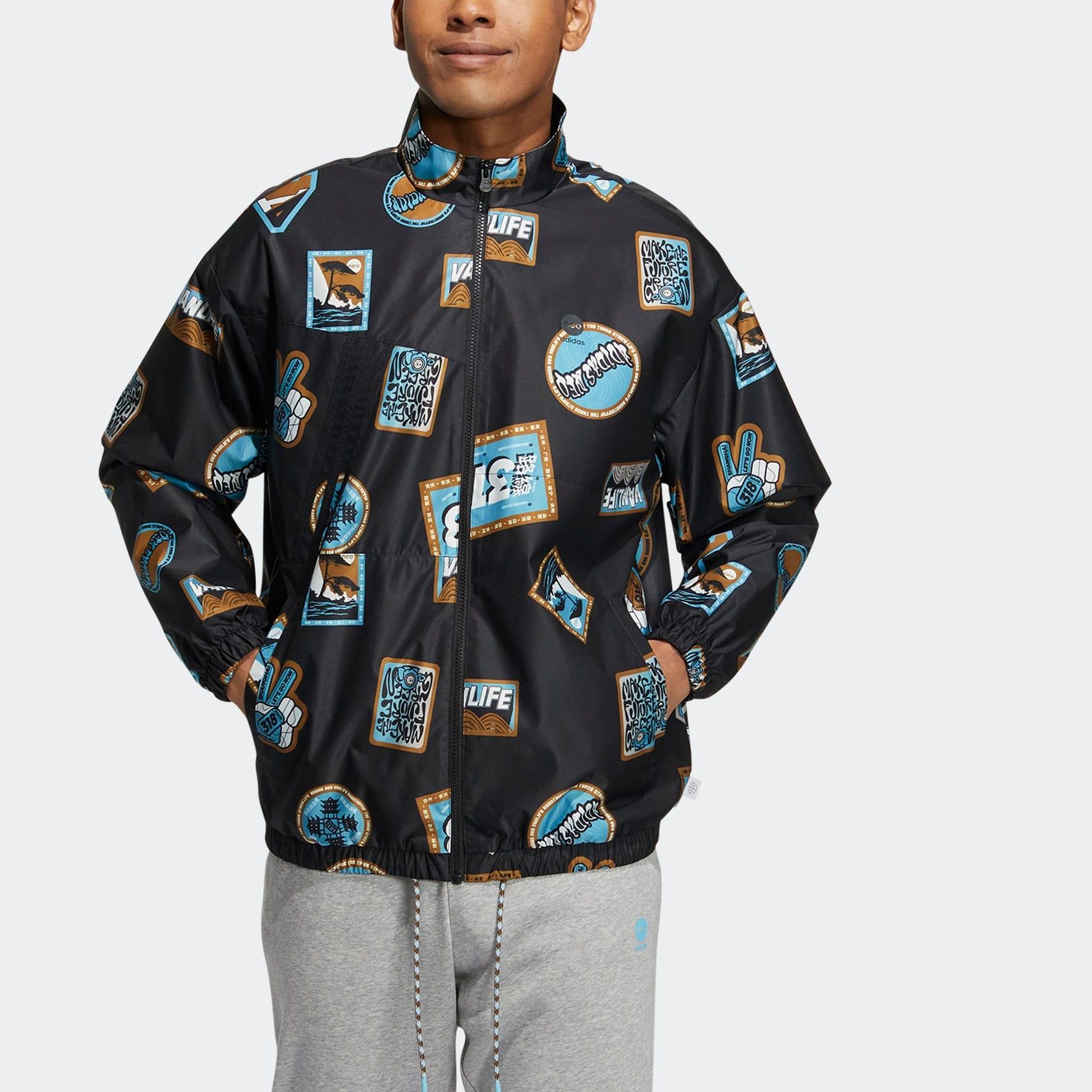 Adidas Neo CESP Windbreaker Jackets 'Black Blue' IA6838 sold by KicksCrew product image thumbnail 2