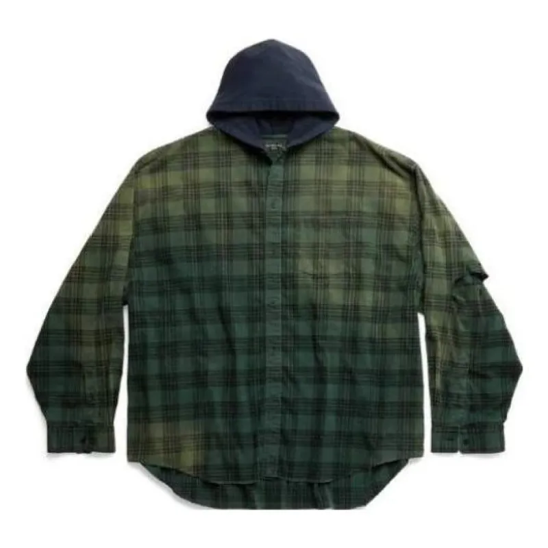 Balenciaga Oversized Hooded Shirt 'Green' 746369TOM213328 sold by KicksCrew