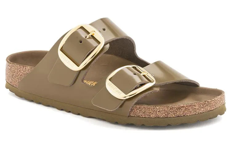 (WMNS) Birkenstock Arizona Big Buckle Natural Leather Patent Narrow Fit Sandals 'High Shine Mud Green' 1024257 sold by KicksCrew product image thumbnail 2