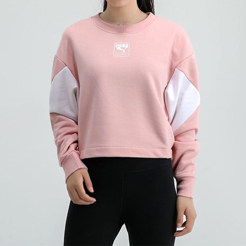 (WMNS) Puma Rebel Crew Cropped Training Sweatshirt 'Pink White' 586520-15 sold by KicksCrew product image thumbnail 3