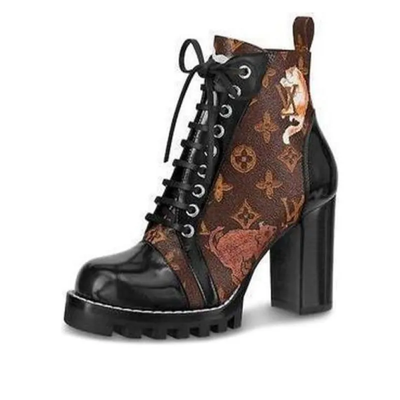 (WMNS) LOUIS VUITTON LV Star Trail 8cm Ankle Boots 'Brown' 1A52FI sold by KicksCrew