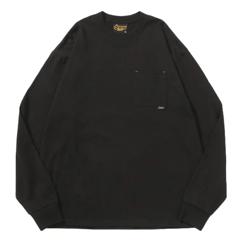 Drew House Basic Long Sleeve Pocket T-shirt 'Black' DR-SS22-410 sold by KicksCrew