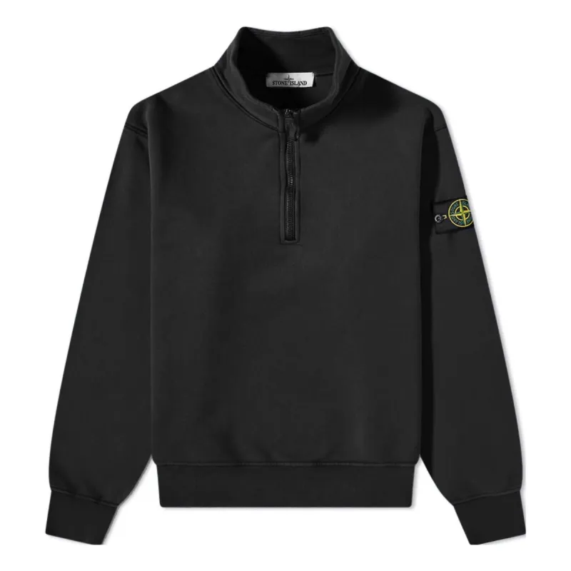 STONE ISLAND Garment Dyed Half Zip Sweatshirt 'Black' 101561951-A0029 sold by KicksCrew