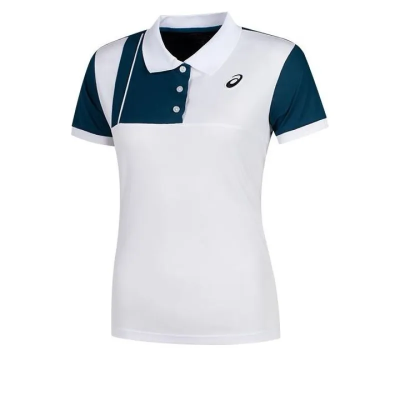 (WMNS) ASICS Classic Polo Shirt 'White Blue' 2042A295-100 sold by KicksCrew