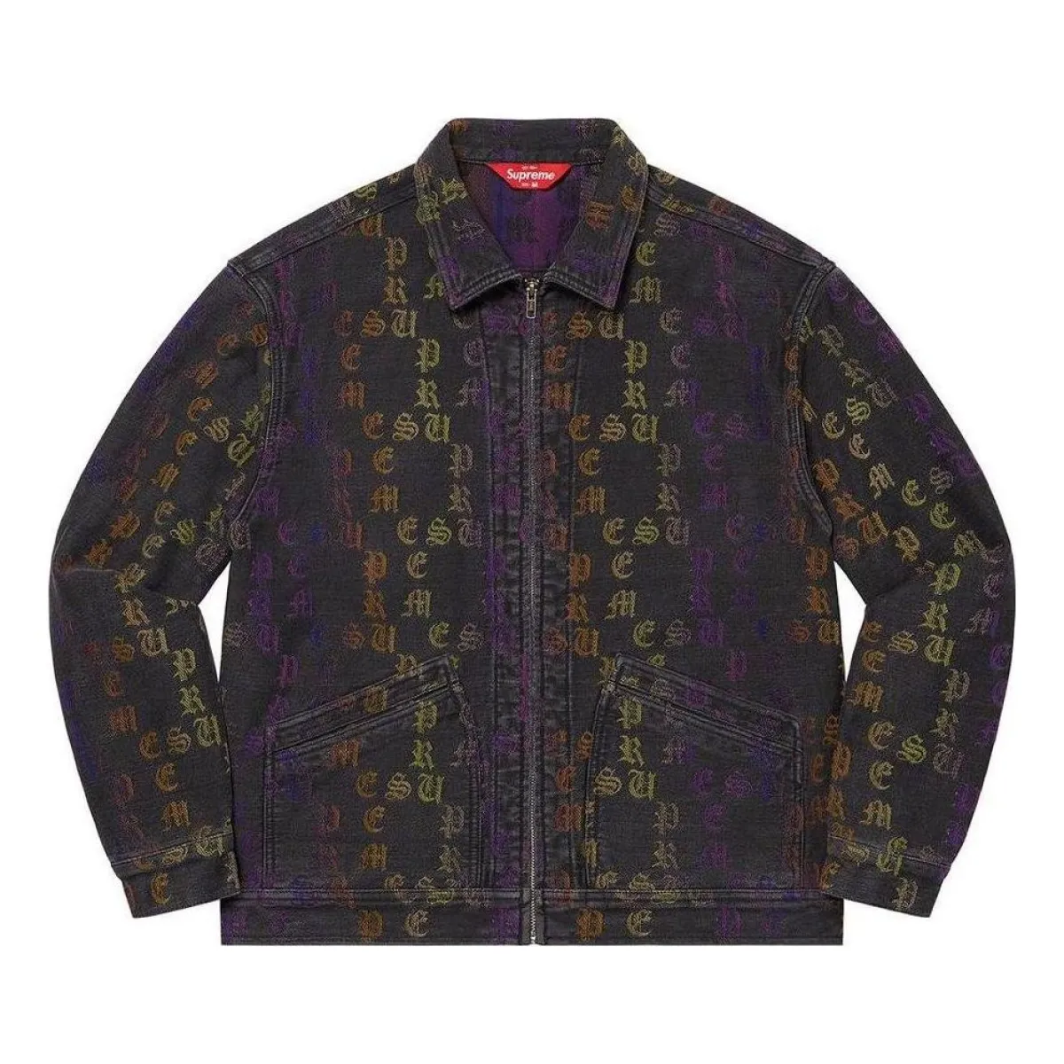 Supreme Gradient Jacquard Denim Work Jacket 'Black Purple Yellow