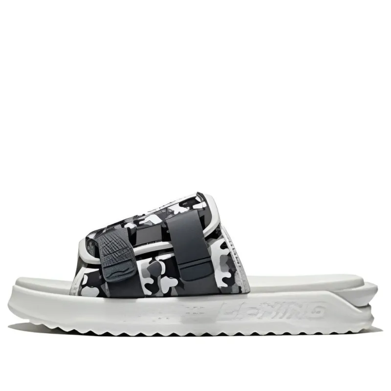 Li-Ning Fashion Slides 'White Black Camo' AGAS011-3 sold by KicksCrew