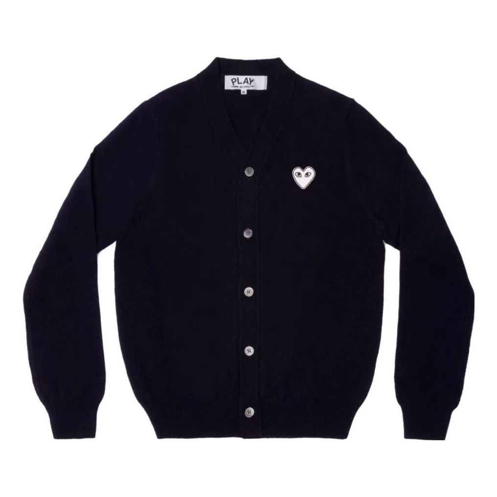 COMME des GARCONS PLAY Cardigan White Emblem 'Navy' AZ-N062-051-2 sold by KicksCrew