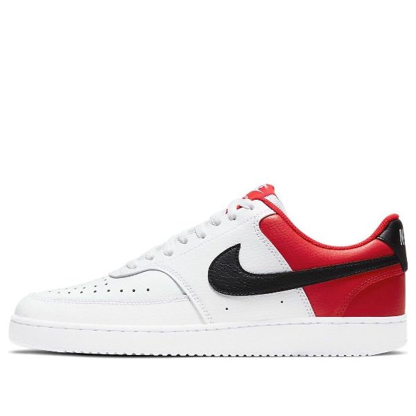 nike court vision low trainers in white & university red
