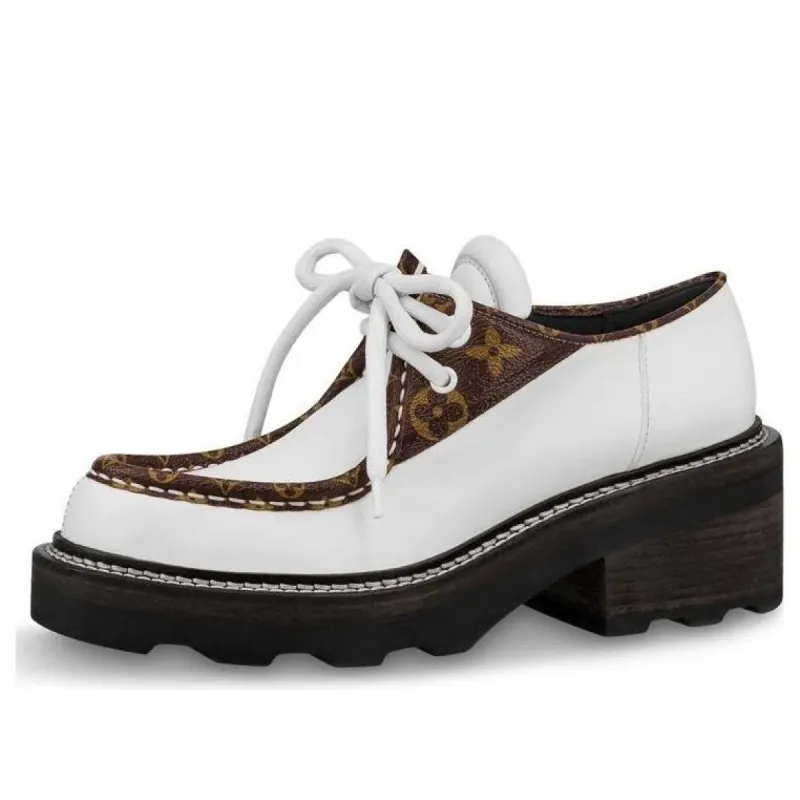 (WMNS) LOUIS VUITTON Beaubourg Platform Derby Shoes 'White' 1A5SNU sold by KicksCrew